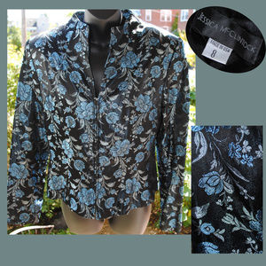 JESSICA MCCLINTOCK Floral Brocade Zip Jacket Sz 8